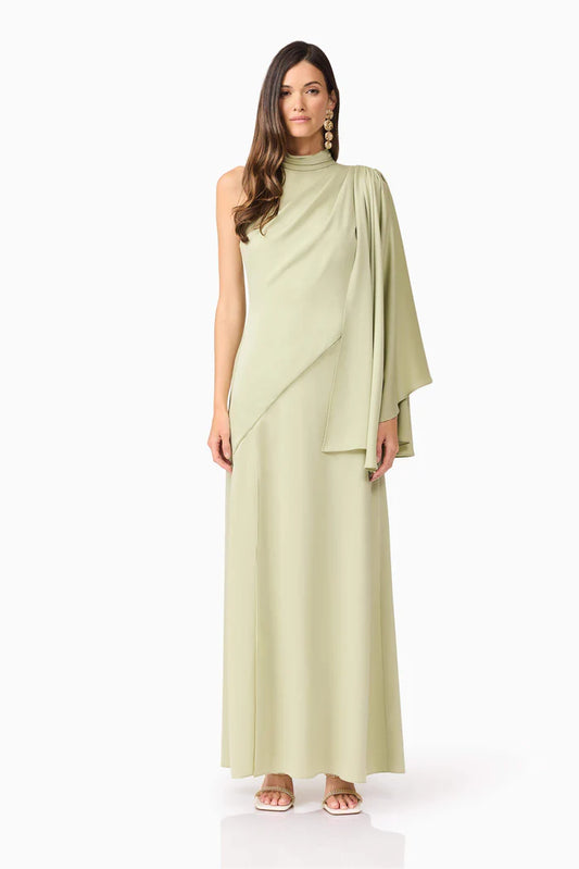 Anika Asymmetrical Maxi Dress in Green
