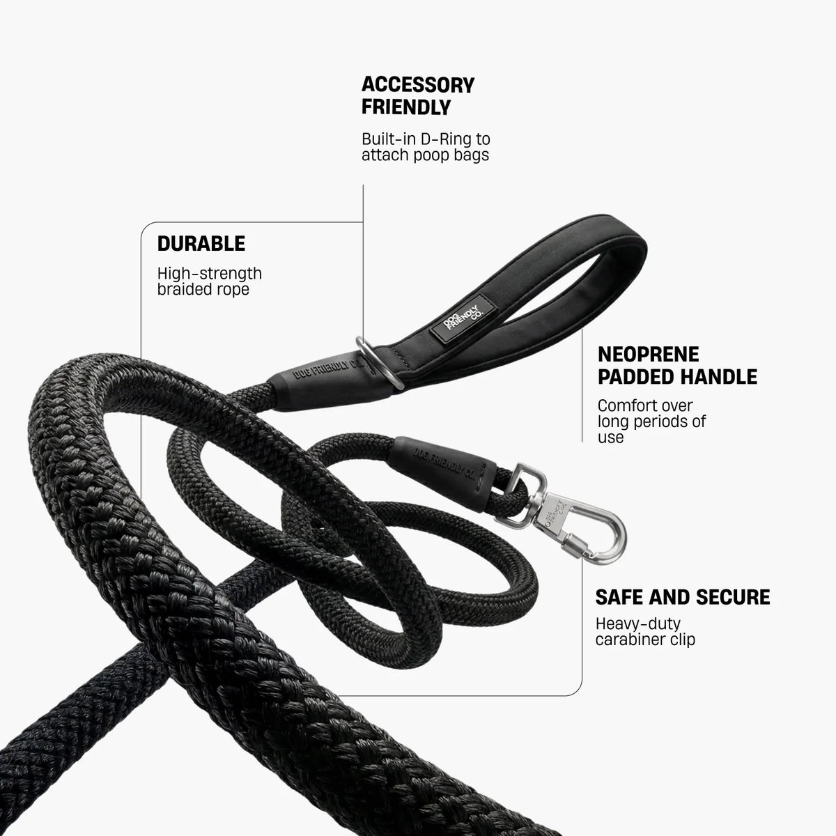 Rope Dog Leash - Black